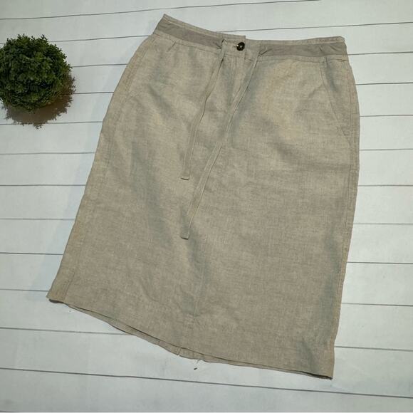 Talbots Cream Linen Knee Length Pencil Skirt Women’s Size 2 - Picture 1 of 4